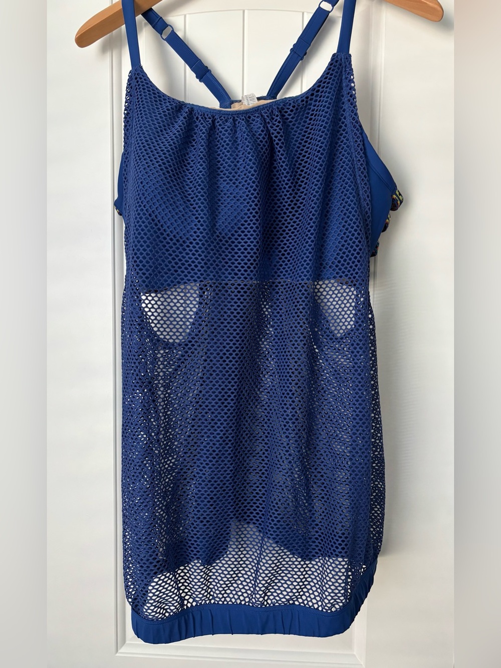 Swim by Cacique Womens Blue Tankini Swim Top Bra Mesh 18